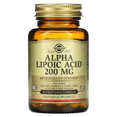Solgar Alpha Lipoic Acid, 200 mg, 50 Vegetable Capsules