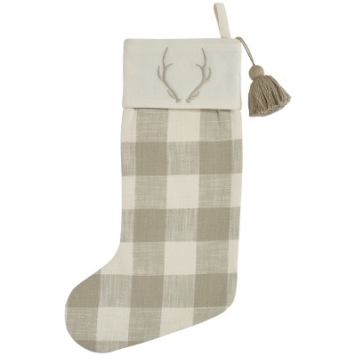Eva & Co Signature Antler Check Christmas Stocking