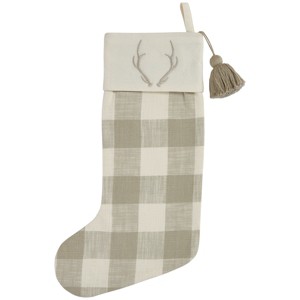 Eva & Co Signature Antler Check Christmas Stocking - 1 of 3