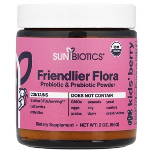 Sunbiotics Kids Friendlier Flora, Probiotic & Prebiotic Powder, Berry, 5 Billion CFU, 2 oz (56 g) - 1 of 2