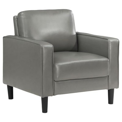 Coaster Ruth Upholstered Track Arm Faux Leather Accent Chair Grey