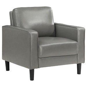Coaster Ruth Upholstered Track Arm Faux Leather Accent Chair Grey - 1 of 4