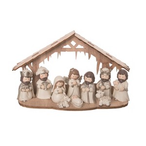 Transpac Resin 10 in. Brown Christmas Nativity with Set of 10 - 1 of 2
