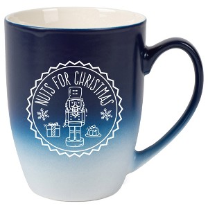 Elanze Designs Nuts For Christmas Nutcracker 10 ounce New Bone China Coffee Cup Mug, Holiday Kitchen Home D�cor, Navy Blue & White Ombre - 1 of 4