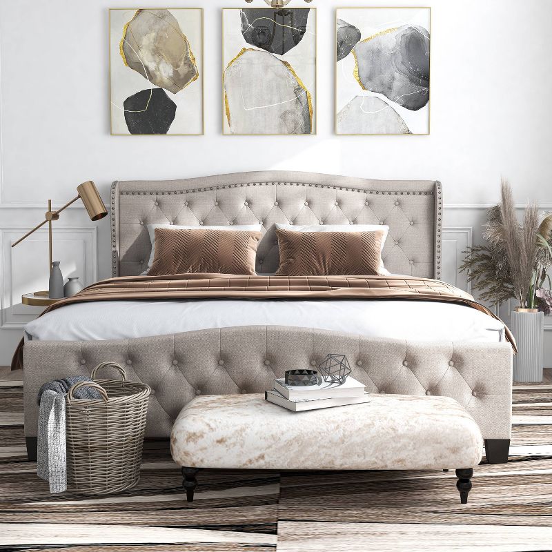 Kiana Wingback Upholstered Bed - HOMES: Inside + Out, 4 of 16