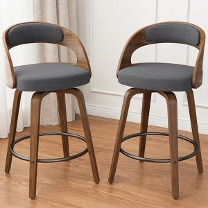 Gikpal Bar Stools, 26" Counter Height Barstools with Bentwood Legs, Swivel Counter Stools with Back, Modern Faux Leather Upholstered Bar Chairs - 1 of 4