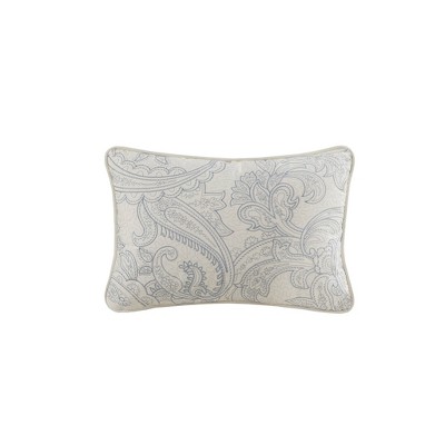 Gracie Mills Christi Cotton Oblong Decorative Pillow with Paisley Embroidery - One Size - Blue
