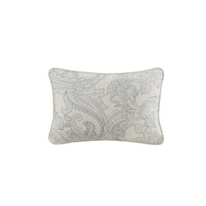 Gracie Mills Christi Cotton Oblong Decorative Pillow with Paisley Embroidery - One Size - Blue - 1 of 3