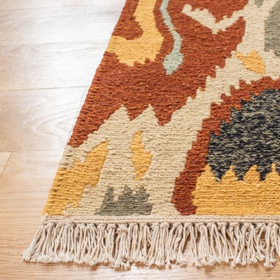 Sumak Gray and Red Wool 6' x 9' Handwoven Reversible Rug