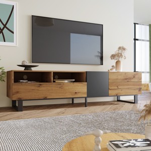 ChicFurnit TV Stands and Consoles Entertainment Center with Storage Cabinets and Open Shelf Media Console for Living Room, Beige, 70.9"*15"*19.7" - 1 of 4
