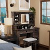 Farmhouse Makeup Vanity Tables with Sliding Lighted HD mirror, Vanity Desk with Glass Tabletop for Bedroom, Stool Included - 2 of 4
