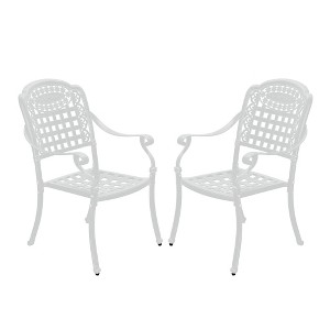 CLIHOME Outdoor Patio Flower Shaped Backrest Hollow Cast Aluminum Dining Chair(Set of 2) - 1 of 4