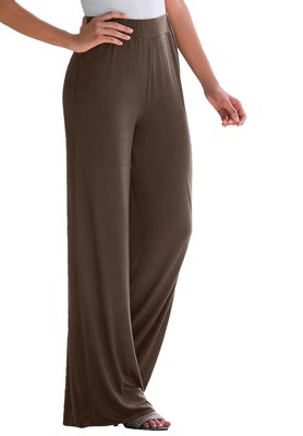 Jessica London Women's Plus Size Everyday Wide Leg Pant, 12 - Chocolate :  Target