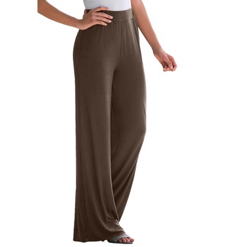 Jessica London Women's Plus Size Everyday Wide Leg Pant, 30/32 - Chocolate