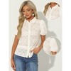 INSPIRE CHIC Women's Boho Short Sleeve Button Down Lace Eyelet Shirt - 2 of 4