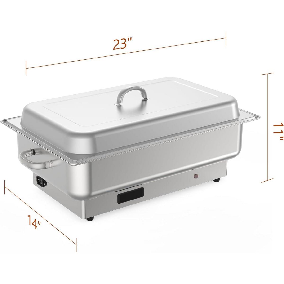 Electric Chafing Dish Buffet Set - 9QT Stainless Steel Food Warmer with Temperature Control Display-Includes Lid,Commercial Kitchen Catering Chafer - thumbnail 3