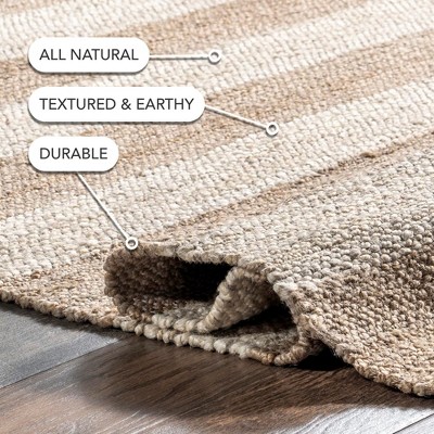 Beige Stripe Flat Woven Handmade Reversible 4' x 6' Rug