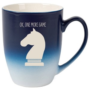 100 North Chess Knight 10 Ounce Navy Blue and White Two Toned Ombre, Comfortably Fits Your Hands, Ceramic Tea Coffee Cup Mug, Ok, One More Game - 1 of 1