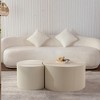 Vynxaria Series 30 in. Beige Cream Round Wooden End Table with Handcrafted Relief and Sturdy Pedestal - 3 of 4