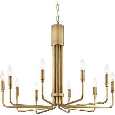 Brigitte Empire-Candle Aged Brass 10-Light Chandelier