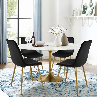 Set of 4 Bingo Upholstered  Side Chair Gold Leg-Maison Boucle