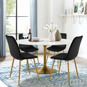 Set of 4 Bingo Upholstered  Side Chair Gold Leg-Maison Boucle - 1 of 4