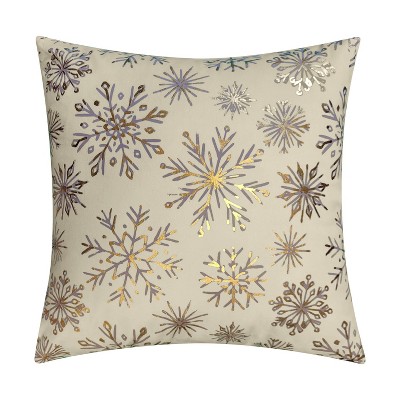 18"x18" Snowflakes Velvet Foil Printed Holiday Square Throw Pillow - Edie@Home