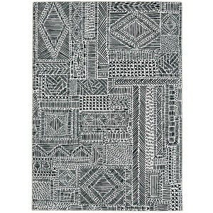 Washable Cayden Rug Ivory/Black - Linon - 1 of 4