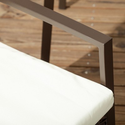 Outsunny 4 Piece Brown Wicker Outdoor Dining Chair Set with Cushions