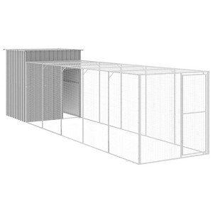 vidaXL Chicken Cage Light Grey Galvanized Steel Large Doors - 1 of 4