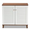 Coolidge 4 Shelf Wood Shoe Cabinet White/Walnut - Baxton Studio - image 3 of 4