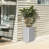 Rosemead Home & Garden Inc. 28" Tall Rectangular Concrete Metal Indoor Outdoor Planter Pure White - 2 of 4