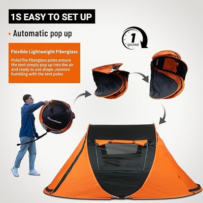 Boersma Camping Instant Pop Up Tent, 2 Person, Water Resistant Dome, Easy Setup for Camping Hiking and Outdoor, Portable with Carry Bag, 3 Season