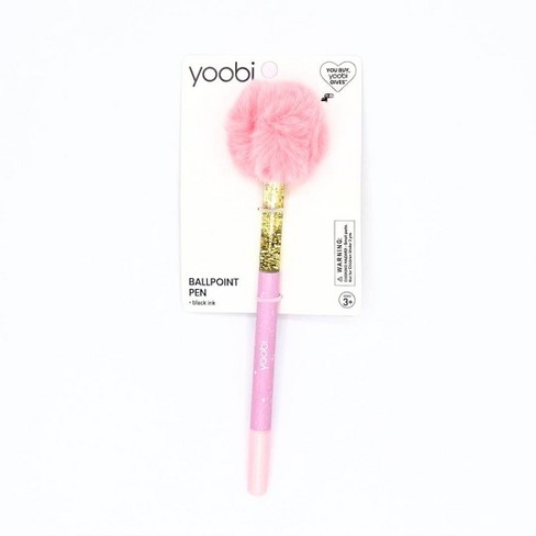 Yoobi novelty ballpoint pen pink rainbow shaker