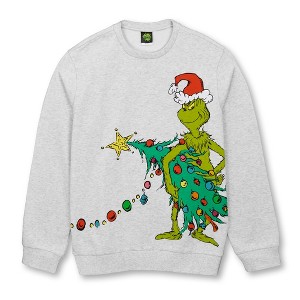 Mens The Grinch Christmas Tree Lights Sweatshirt - 1 of 4