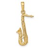 Black Bow Jewelry 14k Yellow Gold 3D Tenor Saxophone Pendant - 3 of 4
