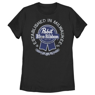Women's Pabst Established in Milwaukee Logo  T-Shirt - Black - X Large