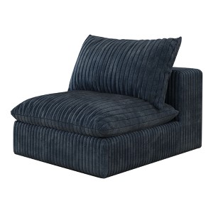 MAYEERTY 1-Seater + Ottoman Set Blue - Single Seat + Ottoman, Corduroy, No Assembly, for Bedroom - 1 of 4