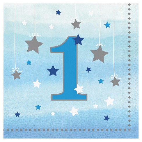 16ct One Little Star Boy 1st Birthday Napkins Target