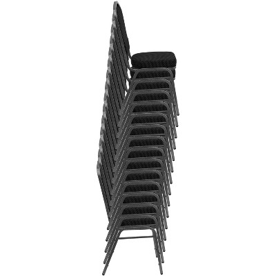 Elegant Crown Back Banquet Chair in Black Fabric with Silver Vein Frame