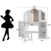 Kids Vanity with Lights, Princess Makeup Table and Chair Set with Tri-Folding Mirror, Storage Cabinet, 2-in-1 Wooden Vanity Desk for Girls - 2 of 4