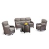 4 Piece Patio Furniture Set with Fire Pit Table, 2 x Swivel Rocker Chair, 1 x 3-Seat Sofa, 5 Seats Outdoor Conversation Set for Lawn Garden Backyard - 2 of 4