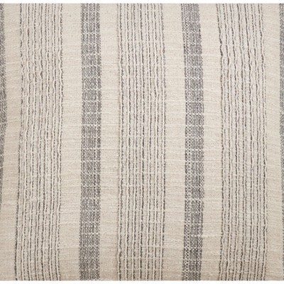 Ivory Woven Striped Cotton Table Runner, 16 x 54 in