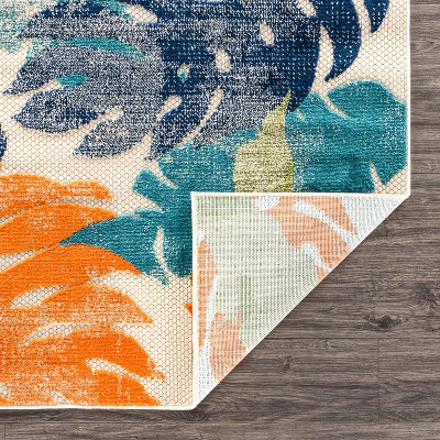 Arles Palm Floral Leaves Multi-Color Synthetic 5' x 7' Area Rug