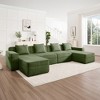Modular 4-Seat U-Shaped Sectional Sofa, Deep Seat Cloud Couch with 2 Movable Ottomans & Throw Pillows, Plush Corduroy Boneless Sofa for Living Room - 3 of 4