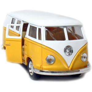 KiNSMART 1962 Volkswagen Classic Bus Yellow 1:32 Scale 5 Inch Die Cast Metal Model Toy Van, Pullback Acation - 1 of 4