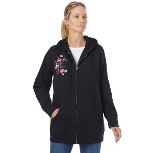 Woman Within Better Fleece Zip-Front Hoodie - 1 of 4
