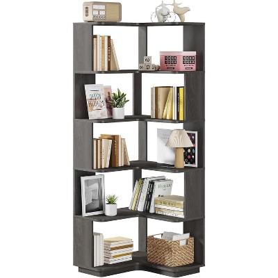 Tribesigns 64.9" Corner Bookshelf, 6-Tier Bookcase with Anti-Drop Panel, Freestanding L-Shaped Storage Display Shelf
