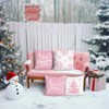 Pink Christmas Snowflakes Throw Pillow Covers 18x18 Inch Xmas Tree Let It Snow Winter Holiday - 3 of 4