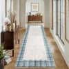 Modern Bordered Plaid Runner Rug 2x6 Ft Soft Thin Washable Hallway Runner with Non-Slip TPR Rubber Backing, Foldable Low Pile Non Shedding Rug - 3 of 4